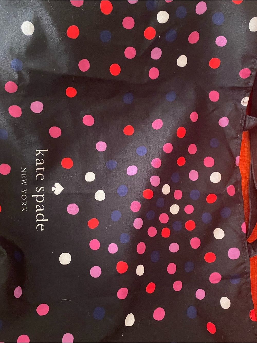 kate spade Black Tote with Pink, Red, Purple and White Polka Dots